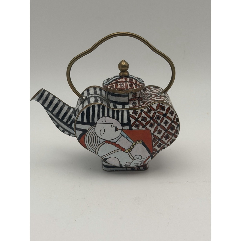 Vintage Empress Arts Enamel Mini Teapot Picasso Abstract Woman 1997
